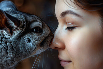 Obraz premium Generated with AI picture of person playing with animal pet