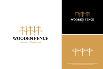 Wooden fence livestock barn logo design template