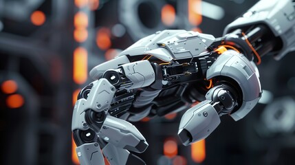 A robotic arm with an AI-driven interface, making real-time adjustments to its tasks based on sensor input and machine learning algorithms.