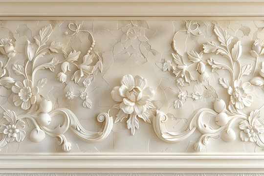 Texture decorative backgrounds bas-relief with roccoco element generative AI
