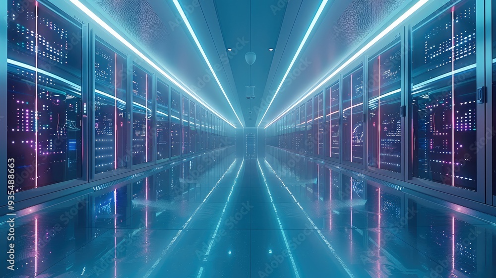 Fototapete a big data cloud computing data center. generative ai.