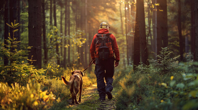 Search dog and handler working together to find a missing person