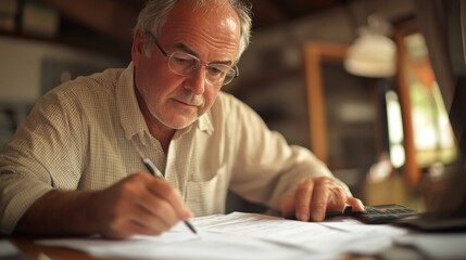 Fototapeta premium Senior Man Concentrating on