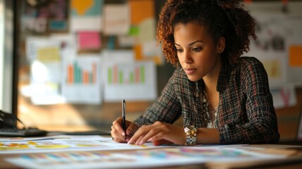 Fototapeta premium Focused Woman Working at Desk