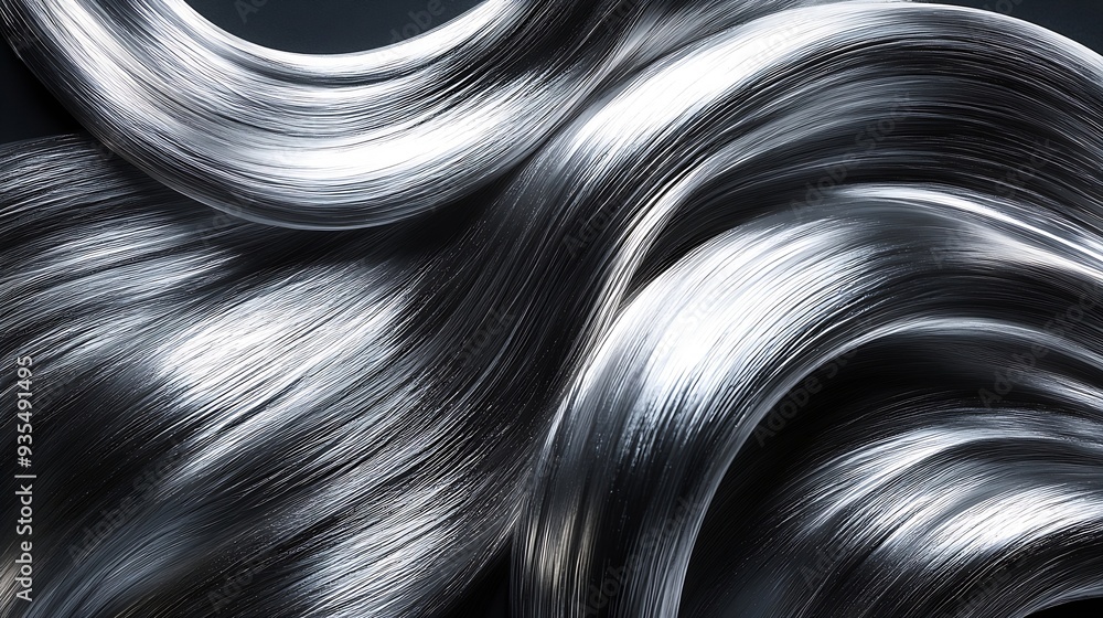Leinwandbilder this is a background image with silver streamlines drawn with a brush on a black background : genera