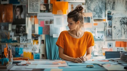 Young Woman Working on a