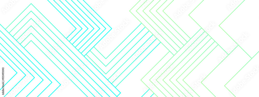 Poster abstract green geometric squares concept with futuristic architecture concept with digital geometric