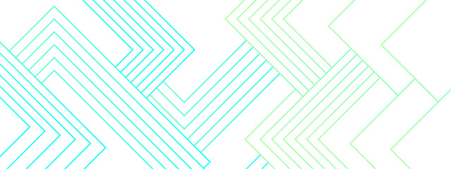 Abstract Green Geometric squares Concept with Futuristic architecture concept with digital geometric connection green lines. light Diagonal layered geometric pattern. Green geometrical template