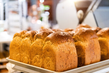 Fresh breads on the tray