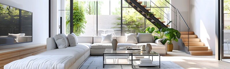 scandinavian loft apartment. 3d rendering. 