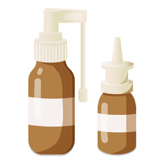 Set of medical medicines for throat and nose. Vector illustration EPS10.
