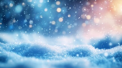 Blue Winter Background With Snowflakes