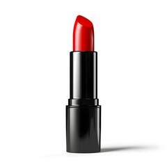 Photo of Alluring Red Lipstick Tube on Minimalist White Background