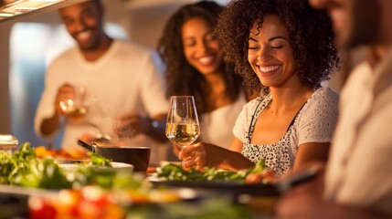 Friends enjoying dinner party