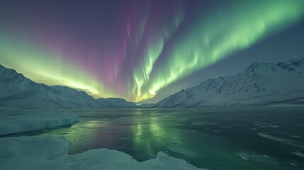 Fototapeta premium Aurora Borealis over Frozen