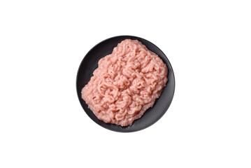 Fresh raw chicken mince with salt and spices