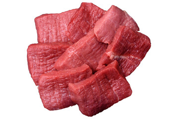 Juicy fresh raw beef meat with salt, spices and herbs
