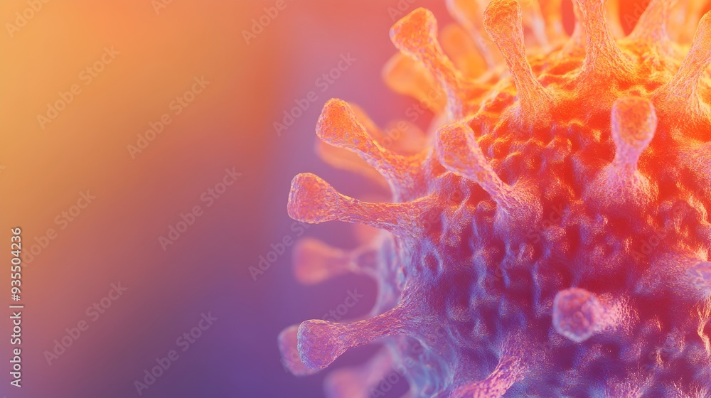 Aufkleber detailed close up view of a monkeypox virus cell with intricate textures and a muted clinical gradie