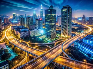 Fototapeta premium nocturnal cityscape metropolitan infrastructure strategic growth