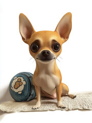 Chihuahua caricatura en 3d con ojos grandes