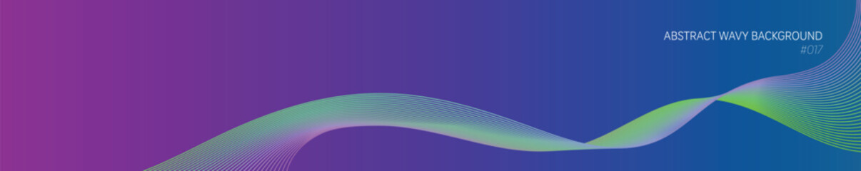 Abstract long background with green wave flowing on purple and blue gradient space for modern design