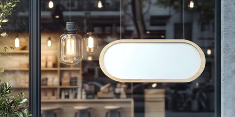 Blank rectangular store signage design mockup 