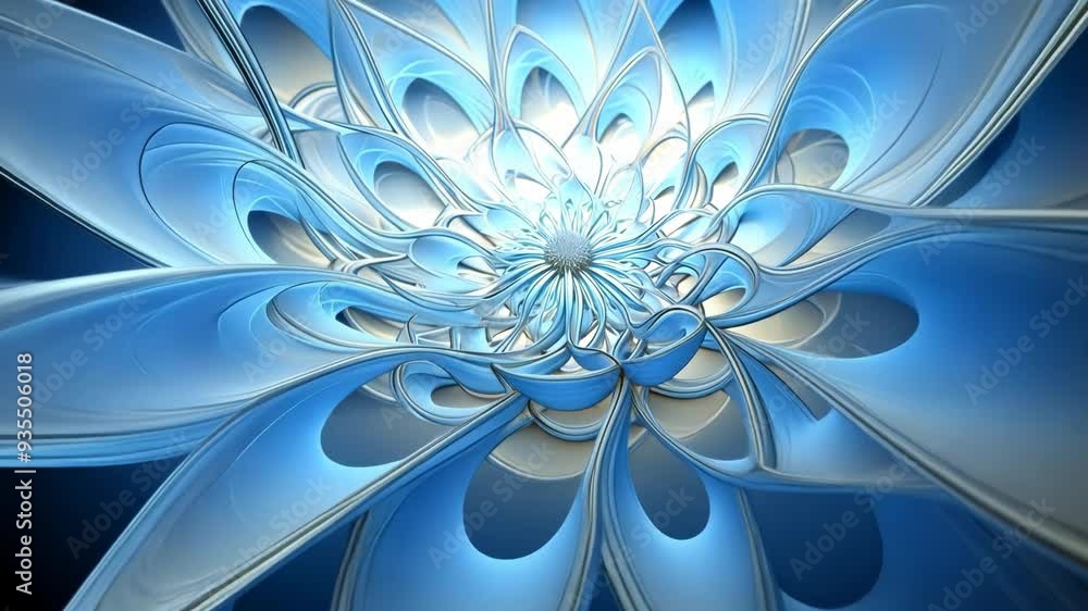 Wall mural blue wave fractal line geometry abstract background illustration, minimal geometric pattern, dynamic