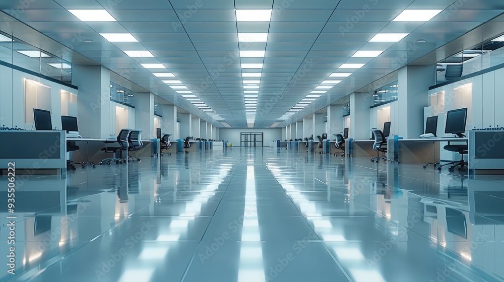 Aufkleber empty modern call center office. generative ai.