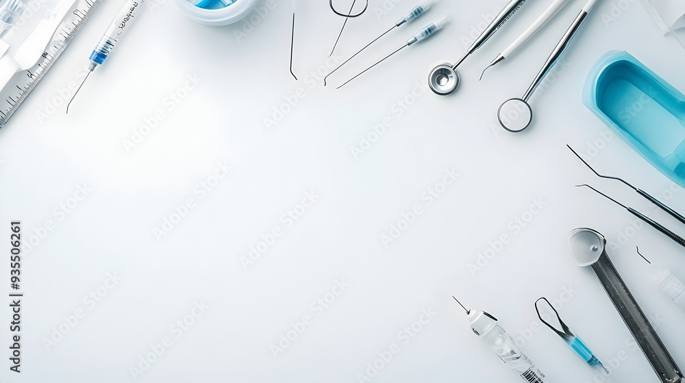 Poster detailed close up view of various medical equipment and tools associated with monkeypox virus treatm