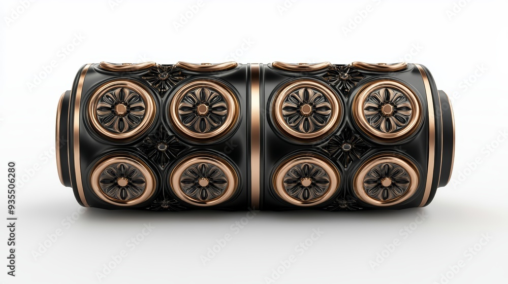 Poster Elegant decorative object featuring intricate patterns and metallic accents, ideal for artistic and design projects.