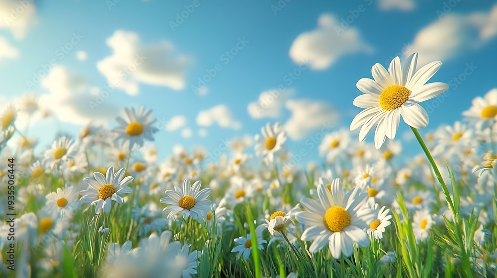 Aufkleber a beautiful sundrenched spring summer meadow natural colorful panoramic landscape with many wild flo