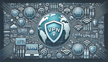 Detailed VPN icon in technical style