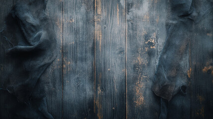 Rustic wooden background with dark cloth and a spooky atmosphere