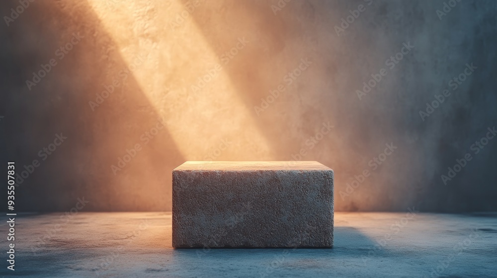 Canvas Prints A stone block is sitting on a grey surface