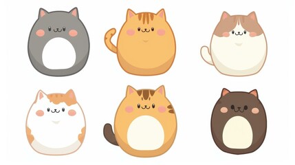 Delight in these adorable watercolor cat prints, ideal for enhancing stickers, wallpaper, or unique poster designs.