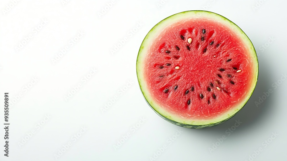 Poster red seedless watermelon isolated on white background top view flat lay : generative ai