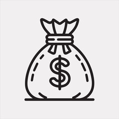 money bag one line Vector silhouette illustration icon on a white background