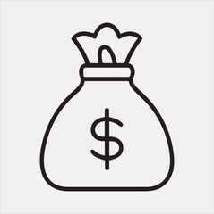 money bag one line Vector silhouette illustration icon on a white background