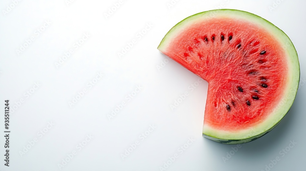 Poster slice of watermelon on white background : generative ai