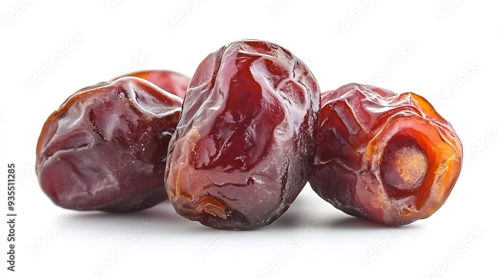 Poster Dried dates fruits isolated on white background Clipping path : Generative AI