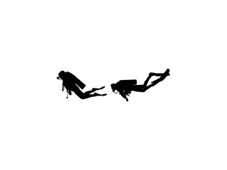 Silhouette of the Diving, Flat style, can use for Logo Gram, Sticker, Pictogram, Website, Apps, Diving Illustration or Graphic Design Element. Vector Illustration 