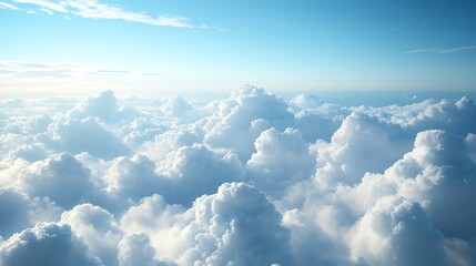 High nature view large white clouds on soft sky background in the morning View of white cloudy on the plane : Generative AI