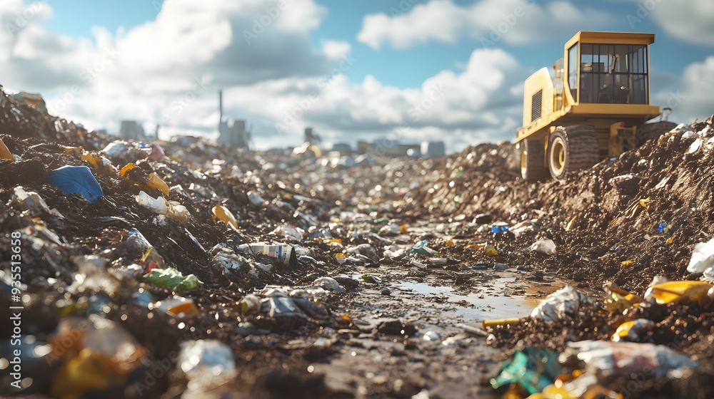 Poster 15. 3d visualization of a landfill site with hazardous waste leaking into the surrounding soil, isol