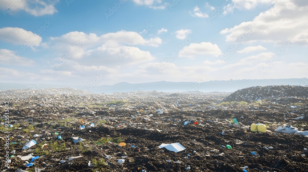 Poster 15. 3d visualization of a landfill site with hazardous waste leaking into the surrounding soil, isol