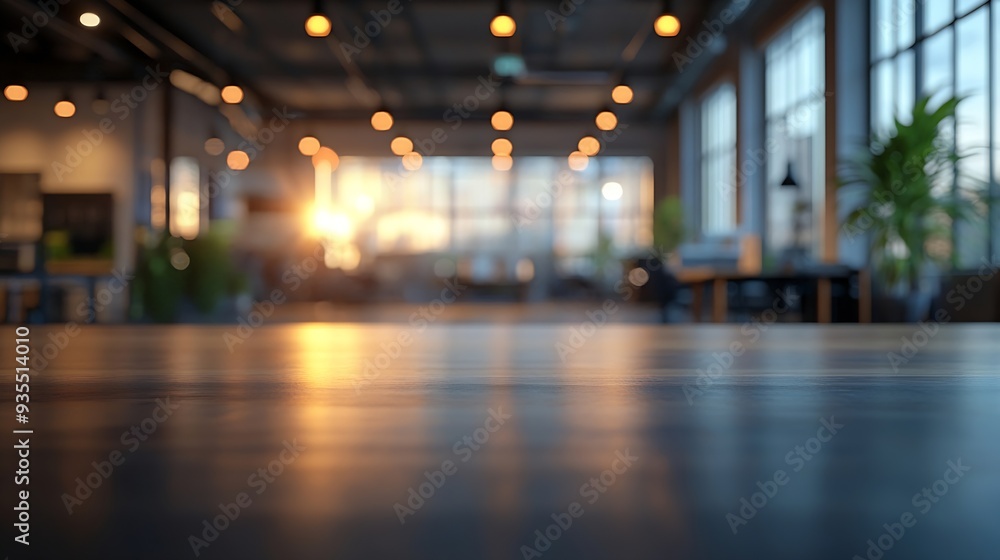 Leinwandbilder the open space office is empty and dim abstract light effect on office interior background for desig