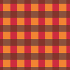 Buffalo check pattern. Plaid background. Checkered seamless pattern. Red, orange and brown stripes.