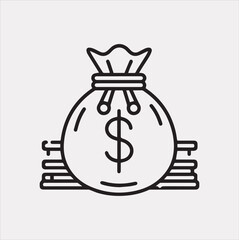 money bag one line Vector silhouette illustration icon on a white background