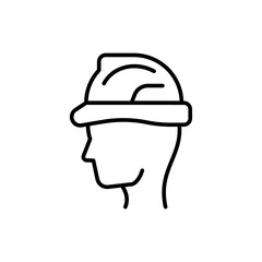 Safety helmet outline icons, minimalist vector illustration ,simple transparent graphic element .Isolated on white background