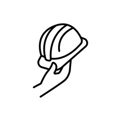 Safety helmet outline icons, minimalist vector illustration ,simple transparent graphic element .Isolated on white background