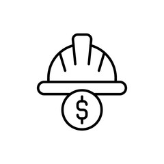 Safety helmet price outline icons, minimalist vector illustration ,simple transparent graphic element .Isolated on white background